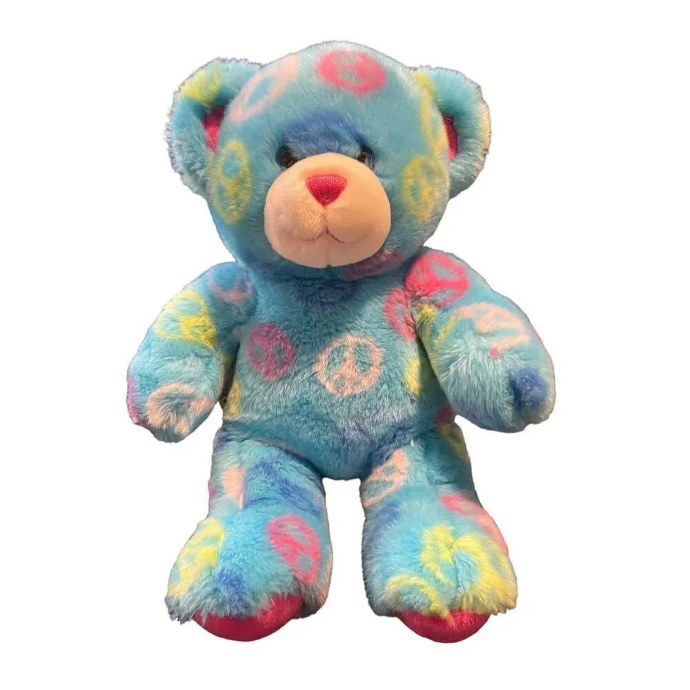 Build A Bear Kids Blue Peace & Friendship Stuffed Bear Plush Toy One Size
